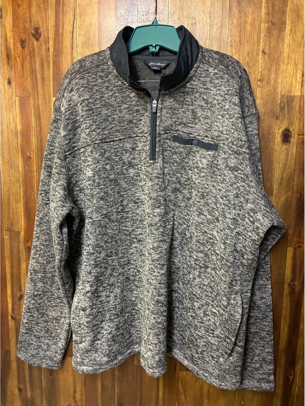 Eddie Bauer Mens Fleece Pullover Gray Black Quarter Zip Gorpcore Outdoor XL NWOT